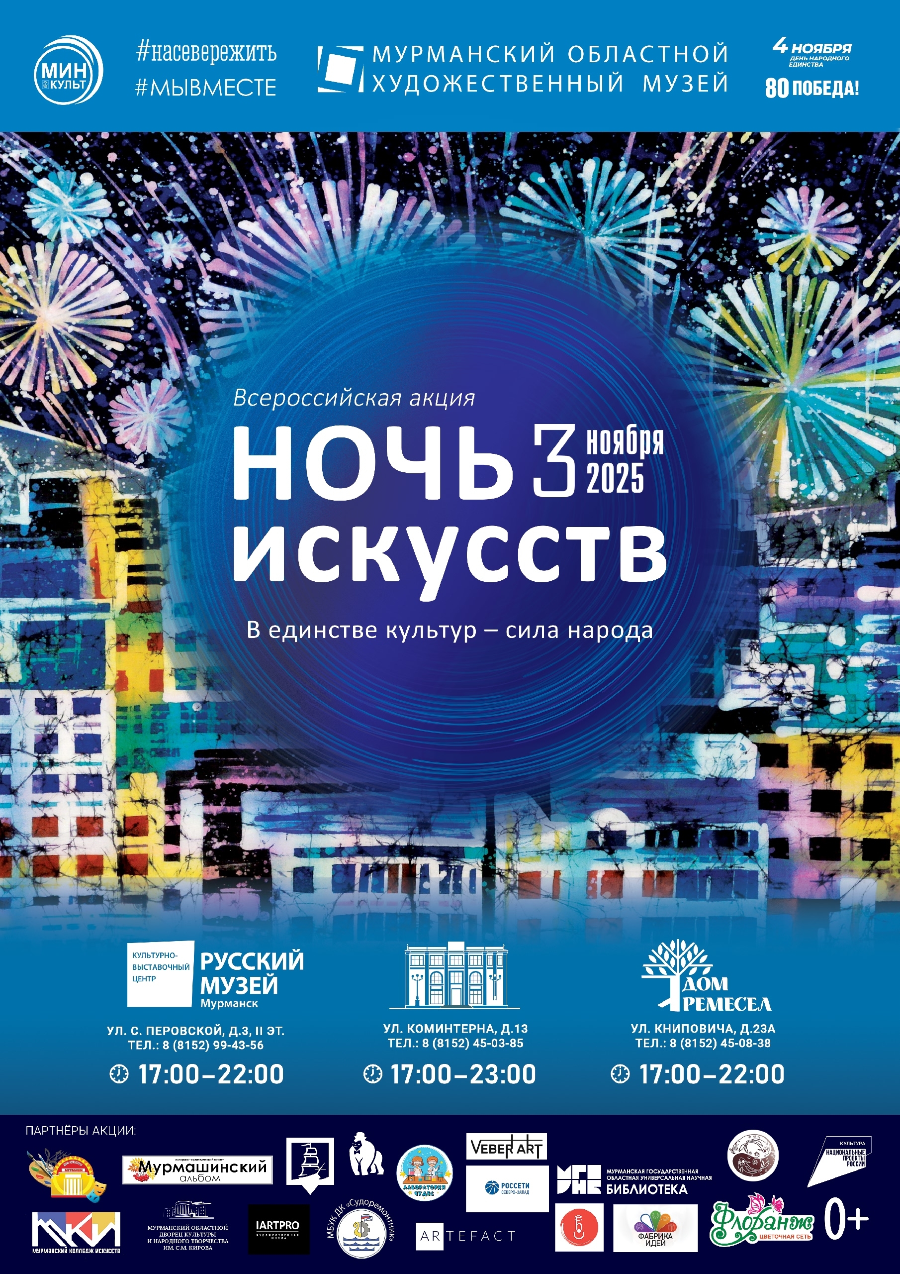 Всероссийская акция «Ночь искусств-2025» 3 ноября на всех трех площадках музея!