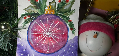 "Рождественская открытка акварелью"