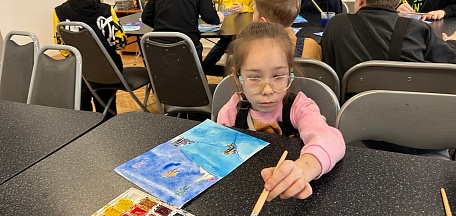 Мероприятие творческой частью в смешанной технике «Праздничный салют» для воспитанников детского лагеря Кадетской школы