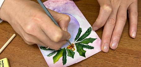 Новогодняя открытка акарелью